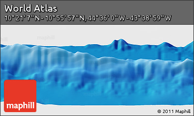 Shaded Relief Panoramic Map of the Area around 10° 38' 32" N, 44° 7' 30" W