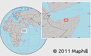 Gray Location Map of the area around 10° 38' 32" N, 47° 40' 29" E