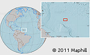Gray Location Map of the area around 10° 38' 32" N, 53° 28' 30" W, hill shading