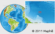Physical Location Map of the area around 10° 38' 32" N, 53° 28' 30" W