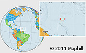 Political Location Map of the area around 10° 38' 32" N, 53° 28' 30" W