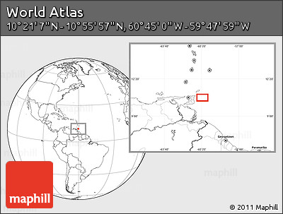 Blank Location Map of the Area around 10° 38' 32" N, 60° 16' 29" W