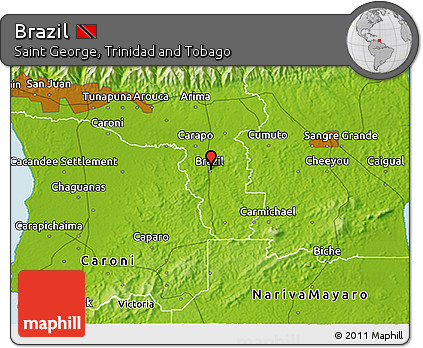 Physical 3D Map of Brazil