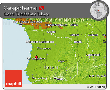 Physical 3D Map of Carapichaima