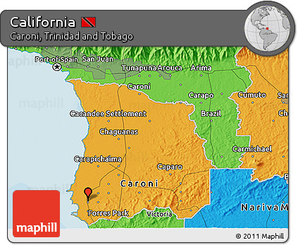 Political 3D Map of California