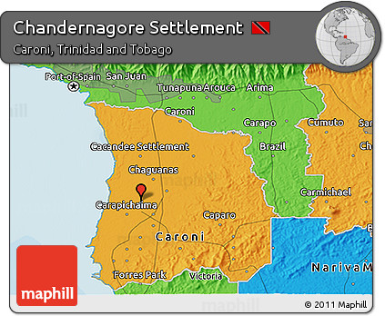 Political 3D Map of Chandernagore Settlement