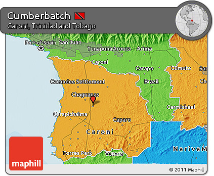 Political 3D Map of Cumberbatch