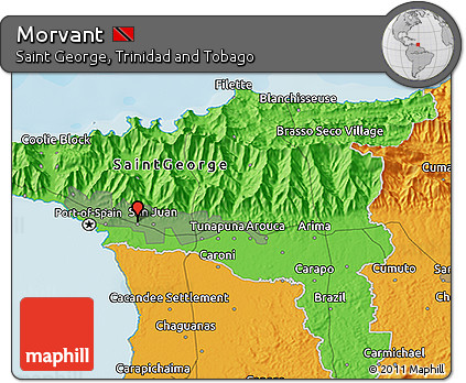 Political 3D Map of Morvant