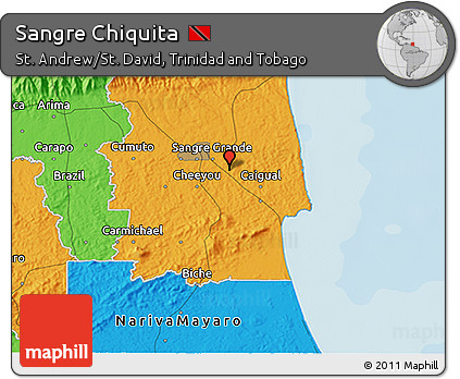 Political 3D Map of Sangre Chiquita