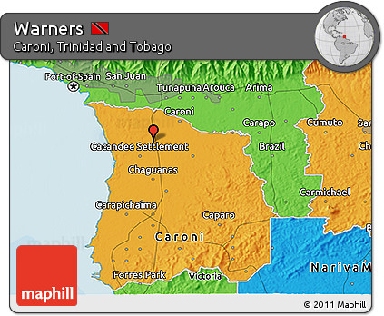 Political 3D Map of Warners