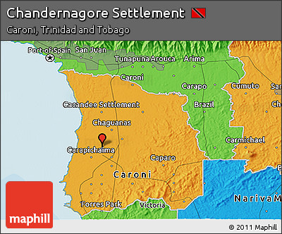 Political 3D Map of Chandernagore Settlement