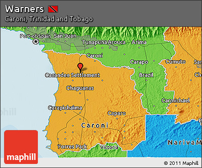 Political 3D Map of Warners