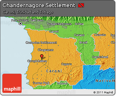 Political 3D Map of Chandernagore Settlement