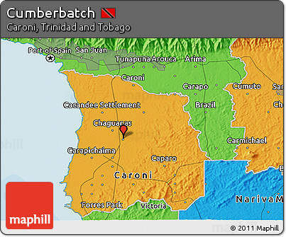 Political 3D Map of Cumberbatch