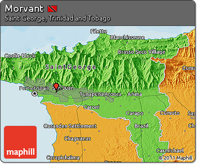 Political 3D Map of Morvant