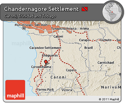 Shaded Relief 3D Map of Chandernagore Settlement