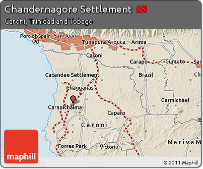 Shaded Relief 3D Map of Chandernagore Settlement