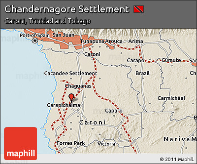 Shaded Relief 3D Map of Chandernagore Settlement