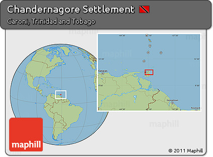 Savanna Style Location Map of Chandernagore Settlement