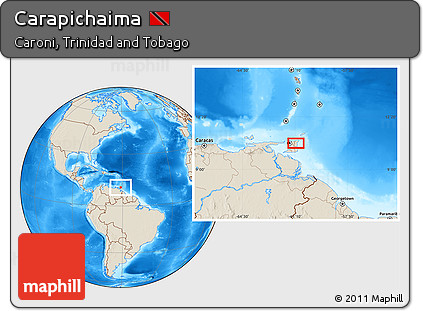 Shaded Relief Location Map of Carapichaima