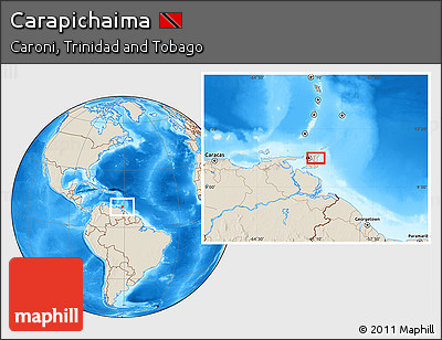 Shaded Relief Location Map of Carapichaima
