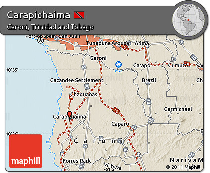 Shaded Relief Map of Carapichaima