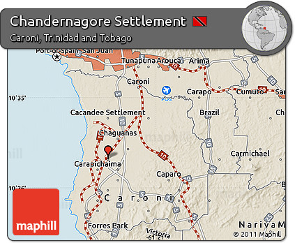 Shaded Relief Map of Chandernagore Settlement