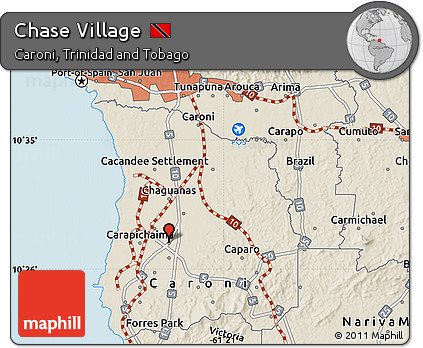 Shaded Relief Map of Chase Village