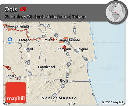 Shaded Relief Map of Ogis