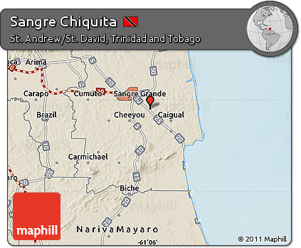 Shaded Relief Map of Sangre Chiquita