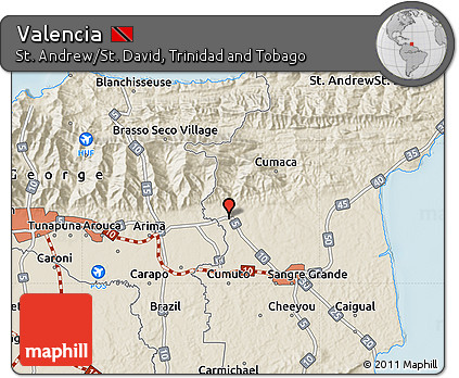 Shaded Relief Map of Valencia