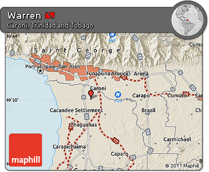 Shaded Relief Map of Warren