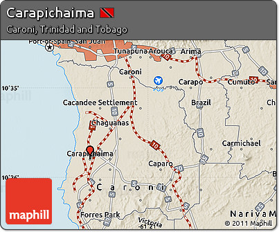 Shaded Relief Map of Carapichaima