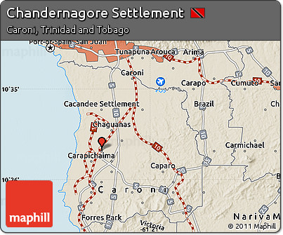 Shaded Relief Map of Chandernagore Settlement