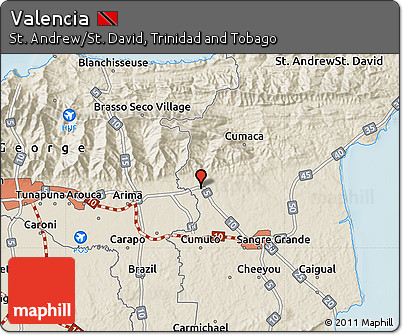 Shaded Relief Map of Valencia