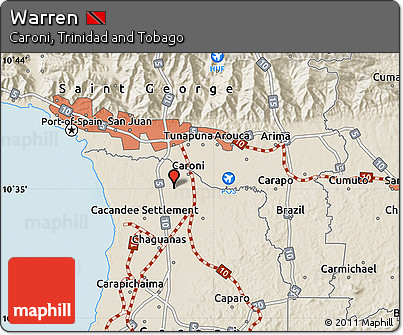 Shaded Relief Map of Warren