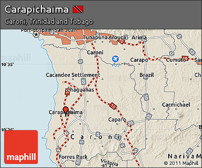 Shaded Relief Map of Carapichaima