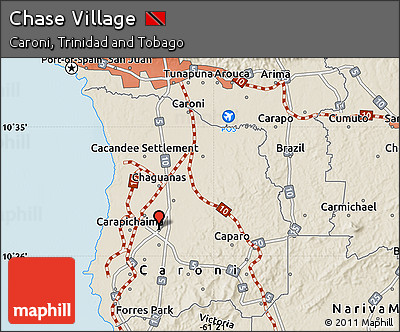 Shaded Relief Map of Chase Village