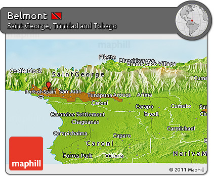 Physical Panoramic Map of Belmont