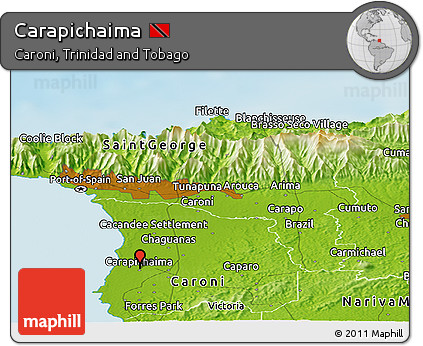 Physical Panoramic Map of Carapichaima