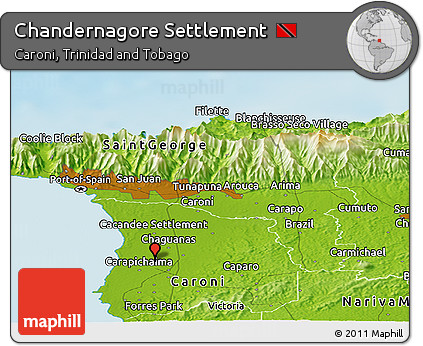 Physical Panoramic Map of Chandernagore Settlement