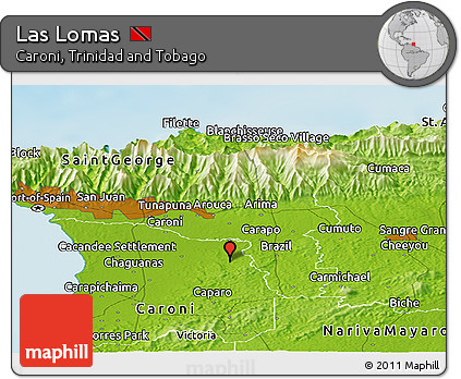 Physical Panoramic Map of Las Lomas