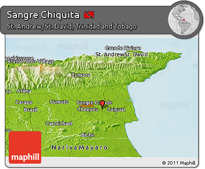 Physical Panoramic Map of Sangre Chiquita