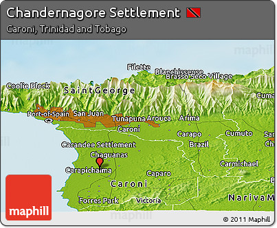 Physical Panoramic Map of Chandernagore Settlement