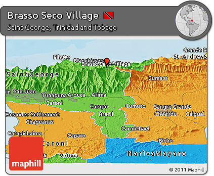 Political Panoramic Map of Brasso Seco Village