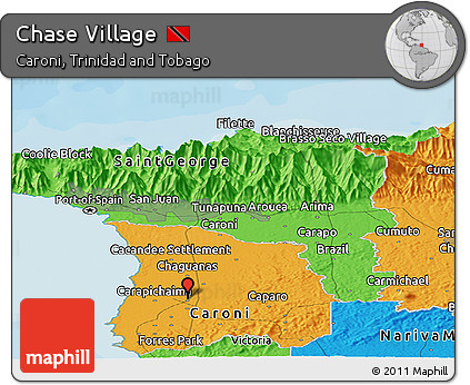 Political Panoramic Map of Chase Village