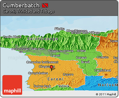 Political Panoramic Map of Cumberbatch