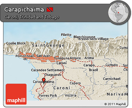 Shaded Relief Panoramic Map of Carapichaima