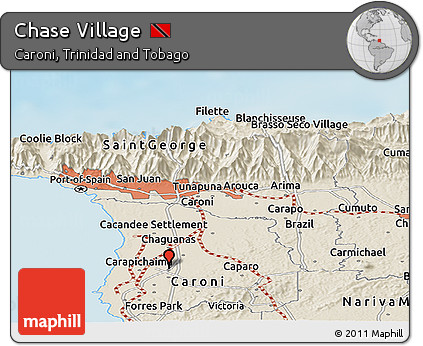 Shaded Relief Panoramic Map of Chase Village