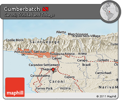 Shaded Relief Panoramic Map of Cumberbatch